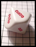 Dice : Dice - 10D - Koplow Spanish Word Numbers White and Red Die - Troll and Toad Dec 2010
